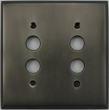 Forged Antique Pewter 2 Gang Push Button Plate