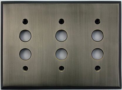 Forged Antique Pewter 3 Gang Push Button Plate