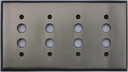 Forged Antique Pewter 4 Gang Push Button Plate