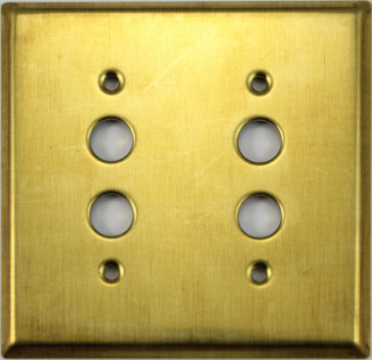 Stamped Raw Brass Two Gang Push Button Plate