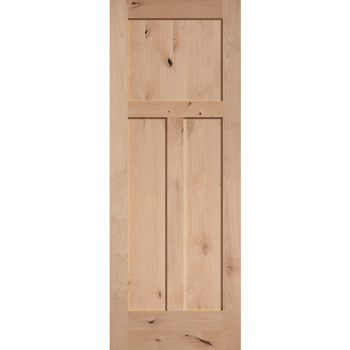 3 Panel Flat Shaker Knotty Alder Stain Grade Solid Core Interior Wood Door Doors 