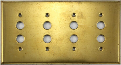 Stamped Raw Brass Four Gang Push Button Plate